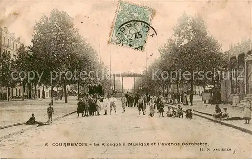AK / Ansichtskarte Courbevoie_92_Hauts de Seine Le Kiosque et Musique et levenue Gambetta 