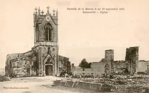 AK / Ansichtskarte Sommeille_Sommeilles_55_Meuse Bataille de la Marne Eglise apres le bombardement 