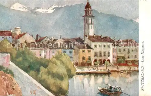 AK / Ansichtskarte Locarno_Lago_Maggiore_TI Ortsmotiv Aquarell 