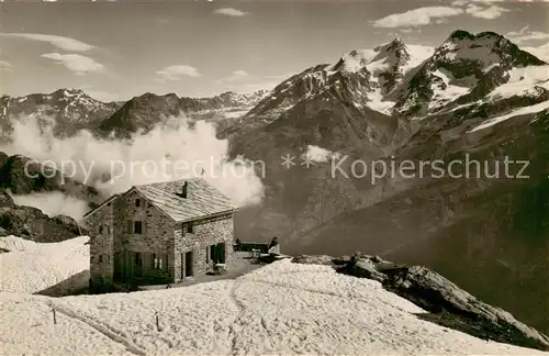 AK / Ansichtskarte Saas Fee_VS Bergasthaus Langefluh mit Fletschhorn und Laquinhorn 