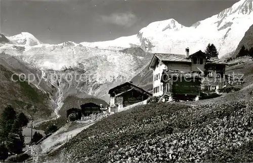 AK / Ansichtskarte Saas Fee_VS Ferienheim Hohnegg mit Allalin und Alphubel 