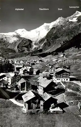 AK / Ansichtskarte Saas Fee_VS mit Fee Gletscher Alphubel Taeschhorn Dom und Lenzspitze 