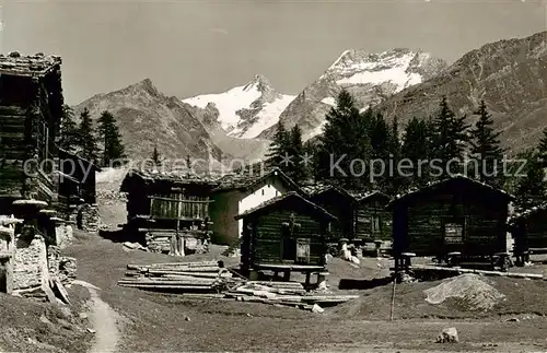 AK / Ansichtskarte Saas Fee_VS Stadel in Lohmatten mit Fletschhorn und Laquinhorn 