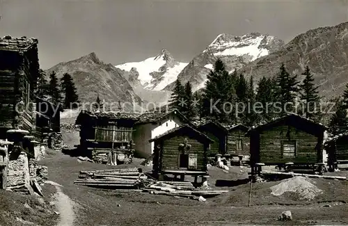 AK / Ansichtskarte Saas Fee_VS Stadel in Lohmatten mit Fletschhorn und Laquinhorn 
