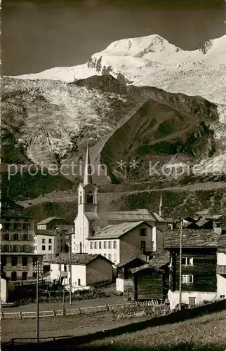 AK / Ansichtskarte Saas Fee_VS mit Kirche und Alphubel 