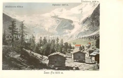 AK / Ansichtskarte Saas Fee_VS mit Allalinhorn Alphubel und Taeschhorn 