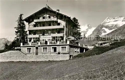 AK / Ansichtskarte Saas Fee_VS Pension Alphubel mit Fletschhorn und Laquinhorn 