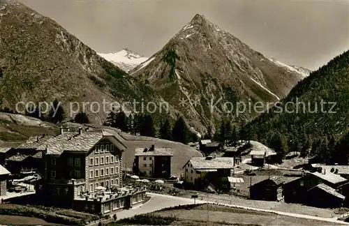 AK / Ansichtskarte Saas Fee_VS Pension Allalin mit Almagelhorn 