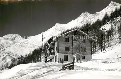 AK / Ansichtskarte Saas Fee_VS Cafe Restaurant Hohnegg mit Mischabelgruppe 