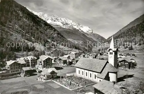 AK / Ansichtskarte Saas Almagell_VS Panorama mit Kirche 