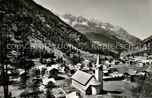 AK / Ansichtskarte Saas Almagell_VS Panorama mit Kirche 