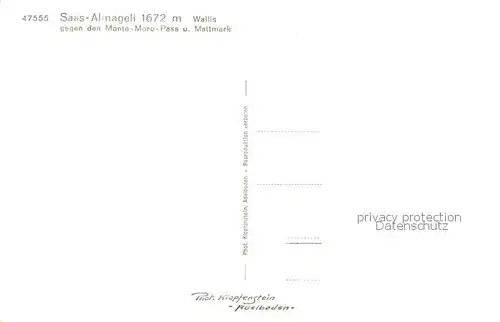 AK / Ansichtskarte Saas Almagell_VS mit Monte Moro Pass und Mattmark 