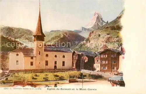 AK / Ansichtskarte Zermatt_VS Eglise et le Mont Cervin Zermatt_VS