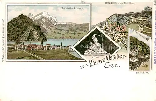 AK / Ansichtskarte Vierwaldstaedtersee_Vierwaldstaettersee_SZ Hotel Bellevue auf dem Pilatus Staansstaad Pilatus Bahn 