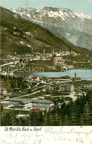 AK / Ansichtskarte St_Moritz_Bad_GR und Dorf Panorama St_Moritz_Bad_GR
