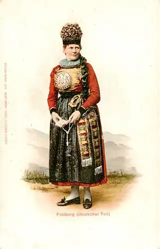 AK / Ansichtskarte Fribourg_FR Freiburgerin in Tracht Fribourg FR