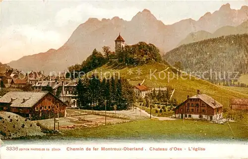 AK / Ansichtskarte Montreux__VD Chemin de fer Montreux Oberland Chateau dOex L eglise 