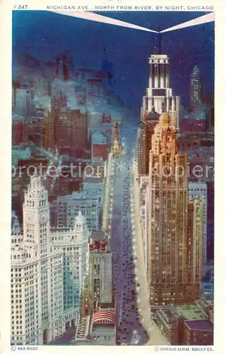 AK / Ansichtskarte Chicago_Illinois Michigan Ave North from river by night 