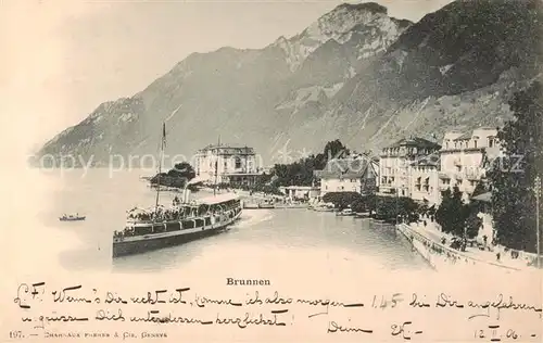 AK / Ansichtskarte Brunnen_SZ Faehrschiff Panorama Brunnen_SZ