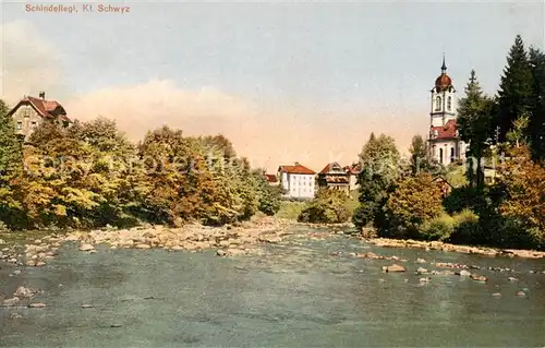 AK / Ansichtskarte Schindellegi Teilansicht Kirchturm Schindellegi