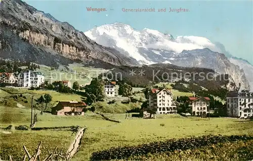 AK / Ansichtskarte Wengen__BE Generalansicht mit Jungfrau 
