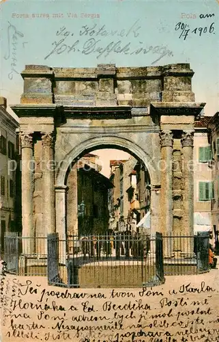 AK / Ansichtskarte 73831542 Pola__Pula_Croatia Porta aurea mit Via Sergia 