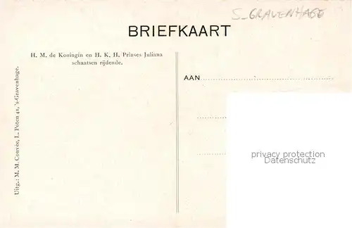 AK / Ansichtskarte  S-Gravenhage_Den_Haag_NL HM de Koningin en HKH Prinses Juliana schaatsen rijdende 