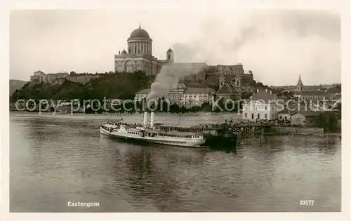 AK / Ansichtskarte 73831569 Esztergom_HU Panorama Donau Dampfschiff 