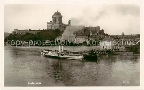 AK / Ansichtskarte  Esztergom_HU Panorama Donau Dampfschiff 