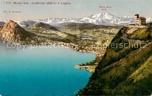 AK / Ansichtskarte  Lugano_Lago_di_Lugano_TI Monte Bre Kulmhotel Monte Rosa Monte San Salvatore 