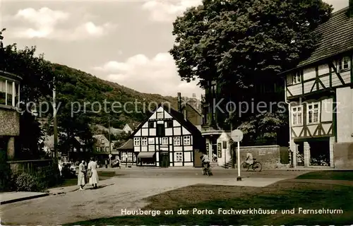 AK / Ansichtskarte  Hausberge_Porta_Westfalica Fachwerkhaeuser und Fernsehturm 