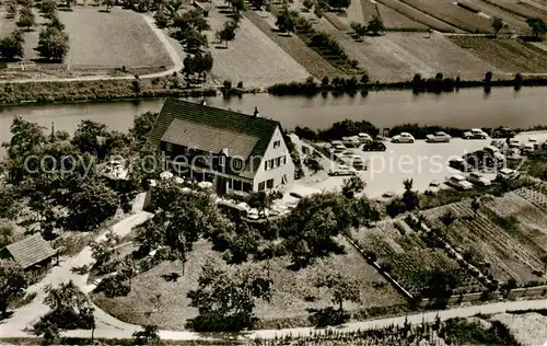 AK / Ansichtskarte  Besigheim Hoehengaststaette Schreyerhof Schiff Anlegestelle Fliegeraufnahme Besigheim