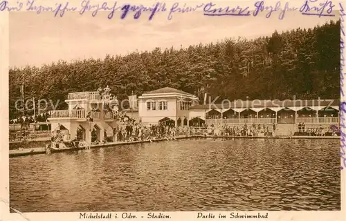 AK / Ansichtskarte  Michelstadt Kur und Erholungsheim Waldhorn Stadion Partie im Schwimmbad Michelstadt