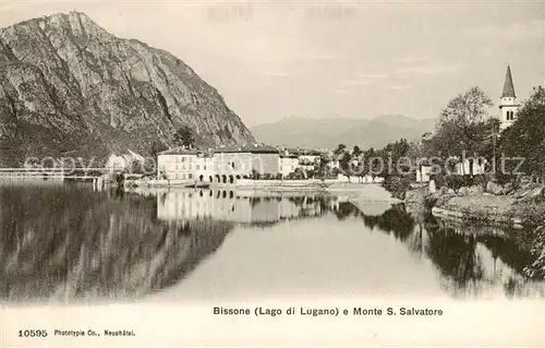 AK / Ansichtskarte  Bissone_Lago_di_Lugano_TI e Monte San Salvatore 