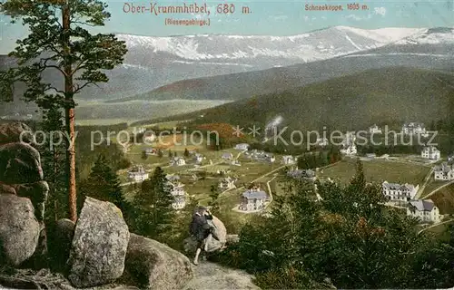 AK / Ansichtskarte  Ober-Krummhuebel_Karpacz_Riesengebirge_PL Panorama mit Schneekoppe 