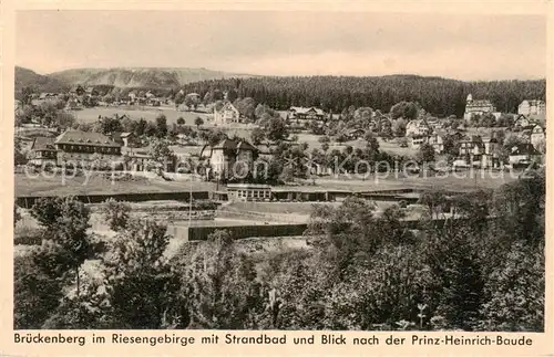 AK / Ansichtskarte  Brueckenberg_Krummhuebel_Riesengebirge_PL mit Strandbad und Blick nach der Prinz Heinrich Baude 