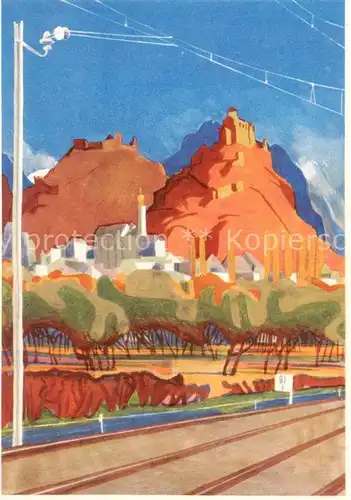 AK / Ansichtskarte  Sitten__Sion_VS im Wallis mit Tourbillon und Valeria an der Simplonleiste  