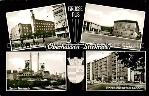 AK / Ansichtskarte  Sterkrade Hochhaus mit Glockenspiel Hallenbad Zeche Sterkrade Verwaltungsgebaeude der GHH Sterkrade