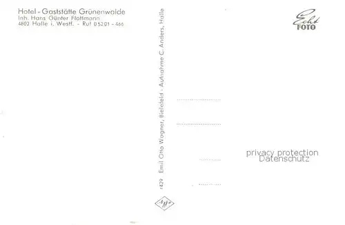 AK / Ansichtskarte  Halle_Westfalen Hotel Gaststaette Gruenenwalde Halle_Westfalen