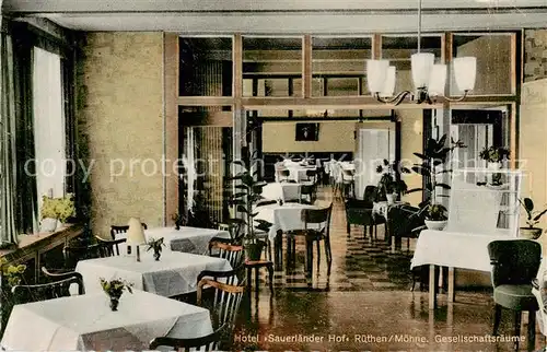 AK / Ansichtskarte  Ruethen_Moehne Hotel Sauerlaender Hof Gastraum Ruethen Moehne