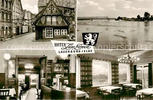 AK / Ansichtskarte 73831947 Lauenburg_Elbe Hotel Zum Loewen Gastraeume Elbepartie Lauenburg Elbe