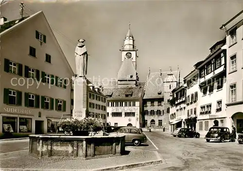 AK / Ansichtskarte 73832024 ueberlingen_Bodensee Marktplatz mit Brunnen ueberlingen Bodensee