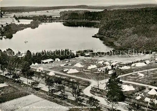 AK / Ansichtskarte  Freilingen__Westerwald Zeltplatz und Strandbad Westerwaelder Seenplatte Fliegeraufnahme 