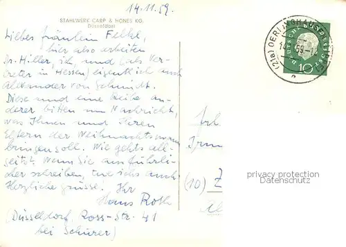 AK / Ansichtskarte Duesseldorf Stahlwerke Carp und Hones KG Duesseldorf