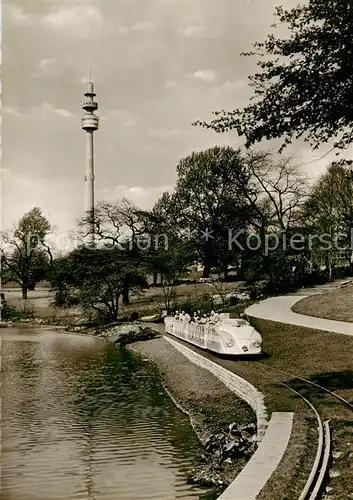 AK / Ansichtskarte Dortmund BUGA 1959 Fahrt mit der Kleinbahn um den Aussichts und Fernmeldeturm Dortmund