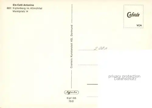 AK / Ansichtskarte Kipfenberg_Altmuehltal Eis Cafe Antonino Kipfenberg Altmuehltal