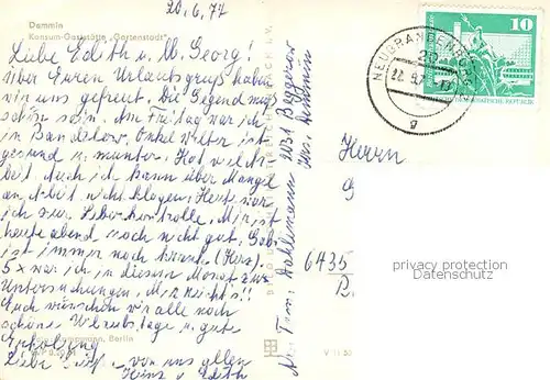 AK / Ansichtskarte Demmin_Mecklenburg_Vorpommern Konsum Gaststaette Gartenstadt Demmin_Mecklenburg