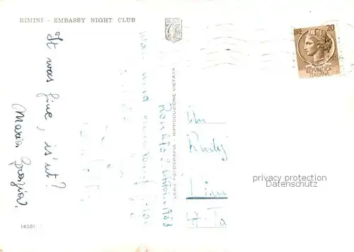 AK / Ansichtskarte Rimini_IT Embassy Night Club 