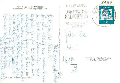 AK / Ansichtskarte Bad_Wiessee_Tegernsee Haus Hegeler Bad_Wiessee_Tegernsee