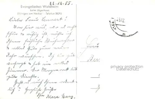 AK / Ansichtskarte Esslingen__Neckar Ev Waldheim beim Jaegerhaus 